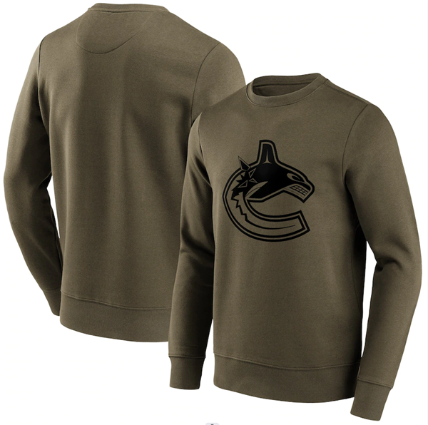 Men's Vancouver Canucks Khaki Iconic Preferred Logo Graphic Crew Sweatshirt Men's Vancouver Canucks Khaki Iconic Preferred Logo Graphic Crew Sweatshirt